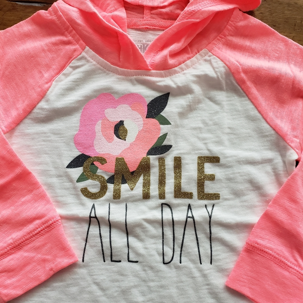 NWT OshKosh Pink Hooded Long Sleeve Tee